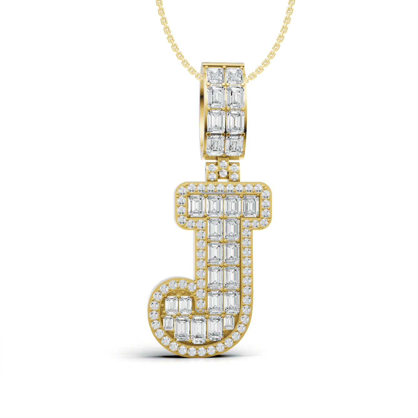 Iced Out Diamond Letter J Pendant