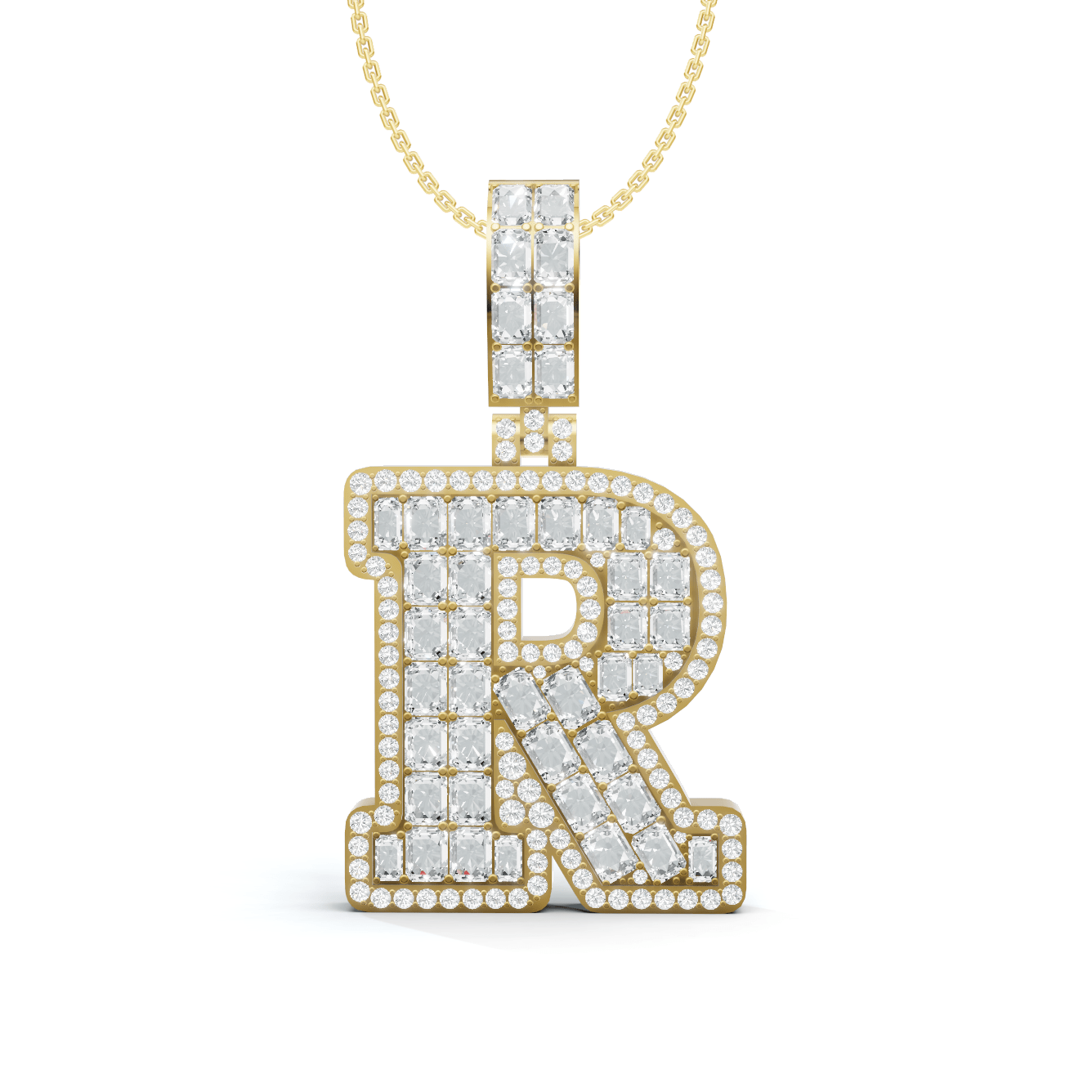 Iced Out Diamond Letter R Pendant