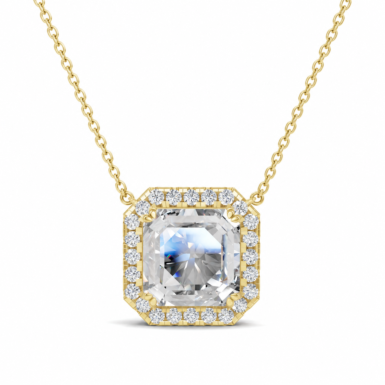 Halo Asscher Pendant