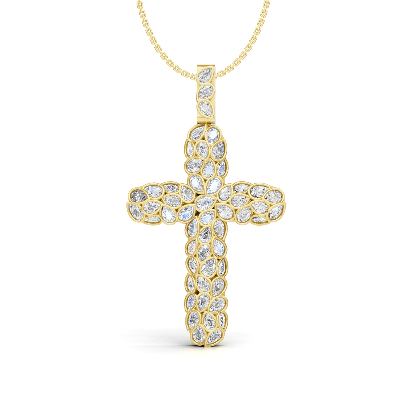 Pear Diamond Cross Pendant