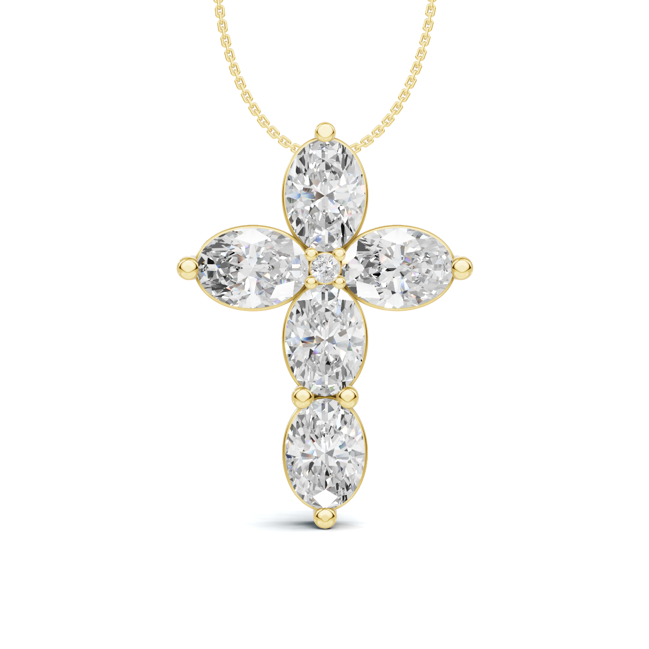 Oval Diamond Cross Pendant