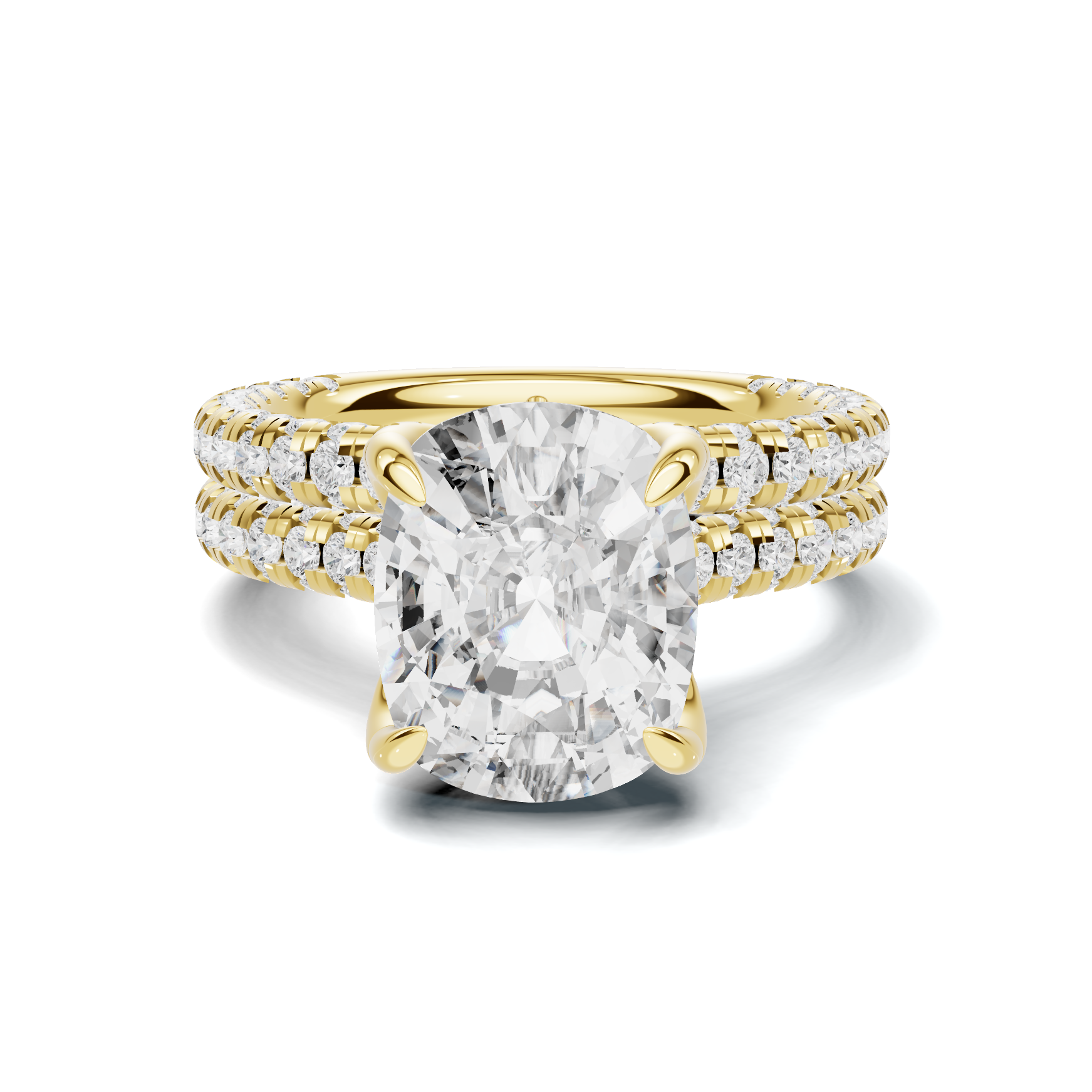 Emerald Cut 1.5 Carat F Color VVS2 IGI Certified Lab Grown Diamond Engagement Ring 14K Gold Lotus Basket Halo Double Band